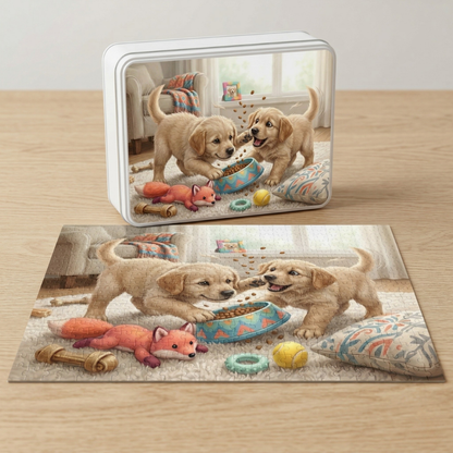 Puppies Playing Jigsaw Puzzle